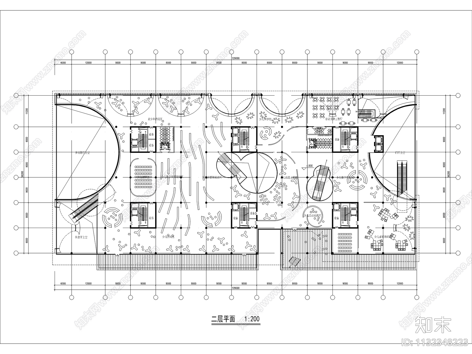 图书馆建筑效果图cad施工图下载【ID:1132348223】