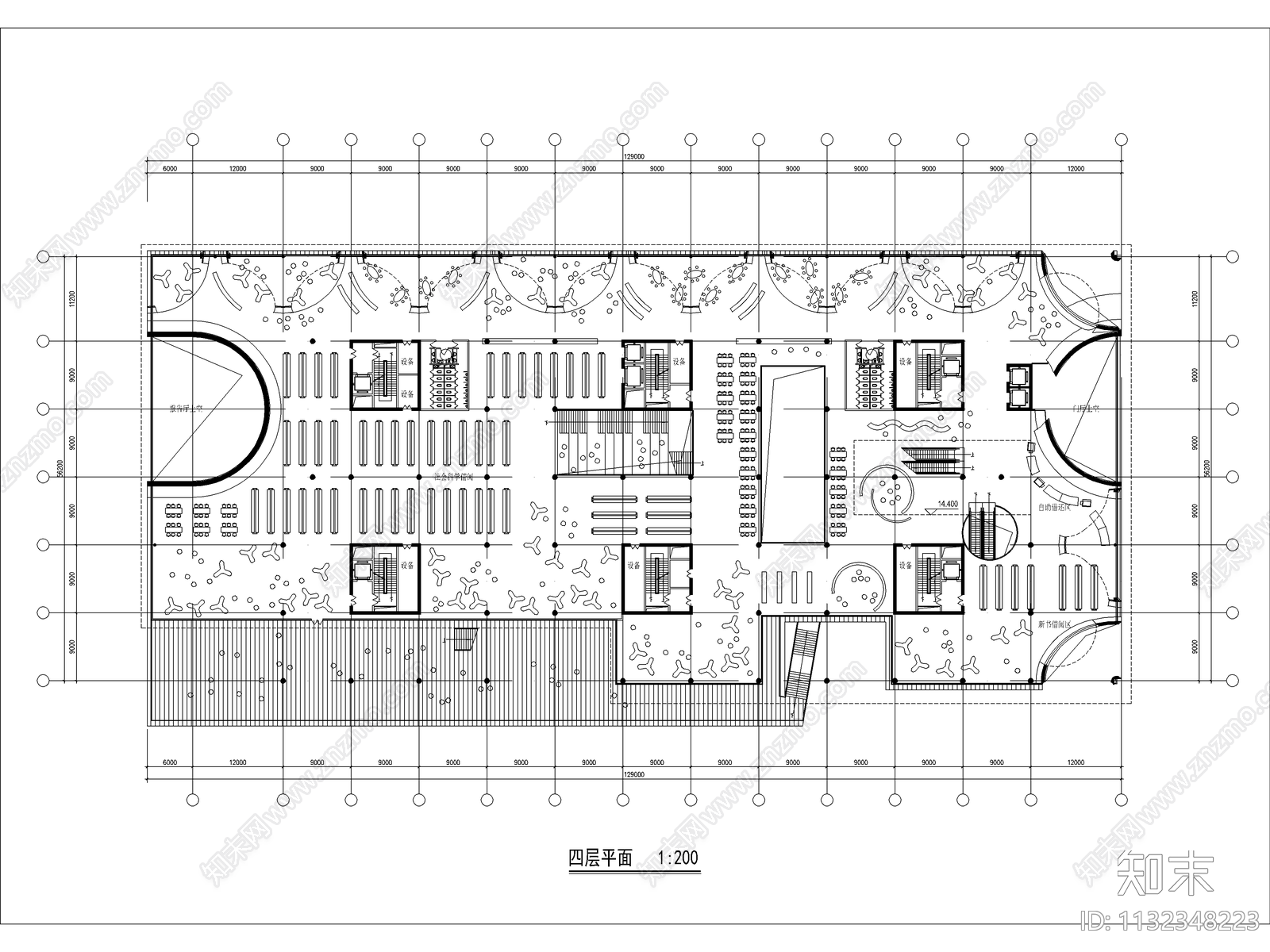 图书馆建筑效果图cad施工图下载【ID:1132348223】