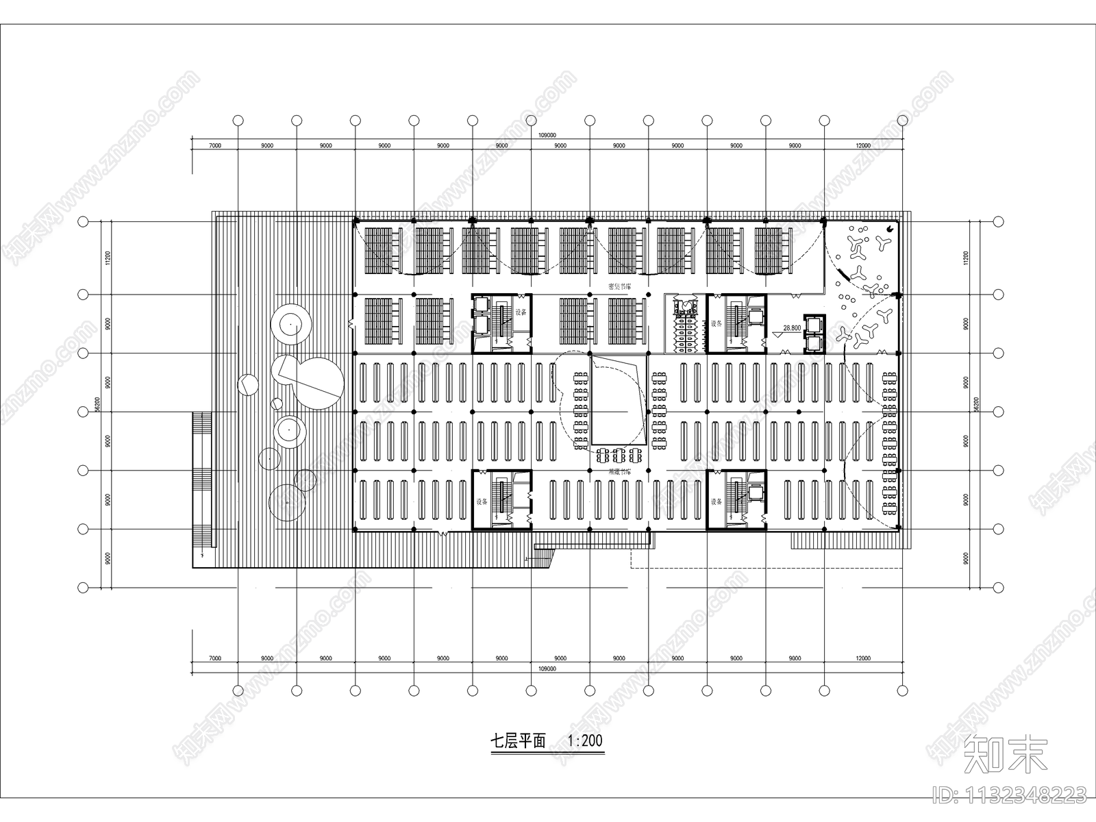 图书馆建筑效果图cad施工图下载【ID:1132348223】