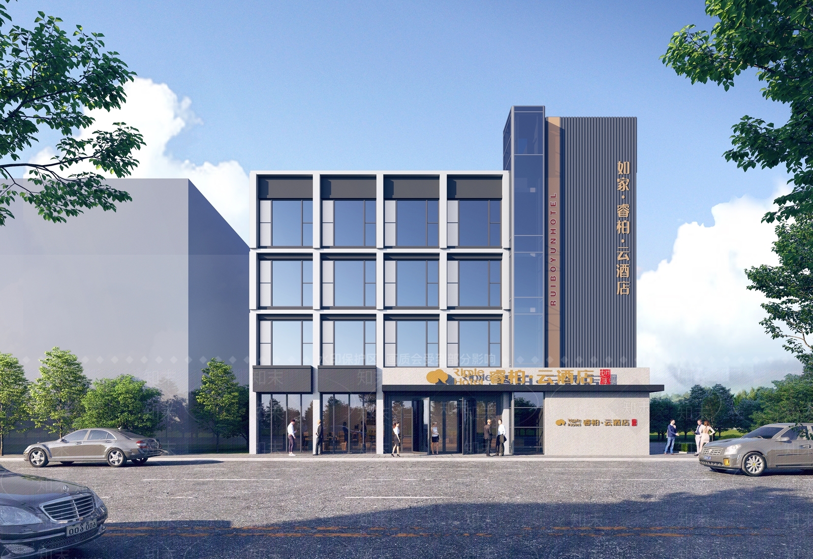 现代酒店外观3D模型下载【ID:1132349586】