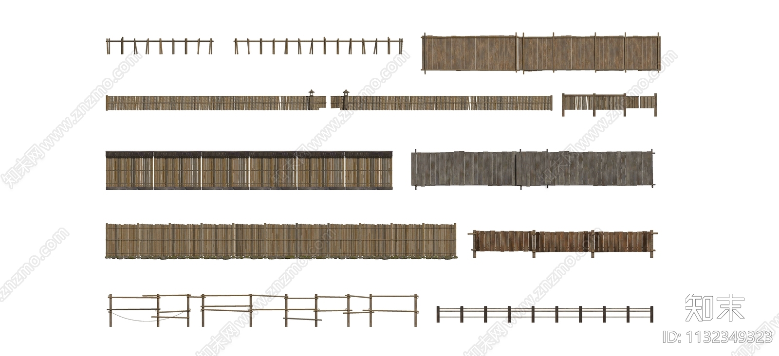 中式乡村木栏杆SU模型下载【ID:1132349323】