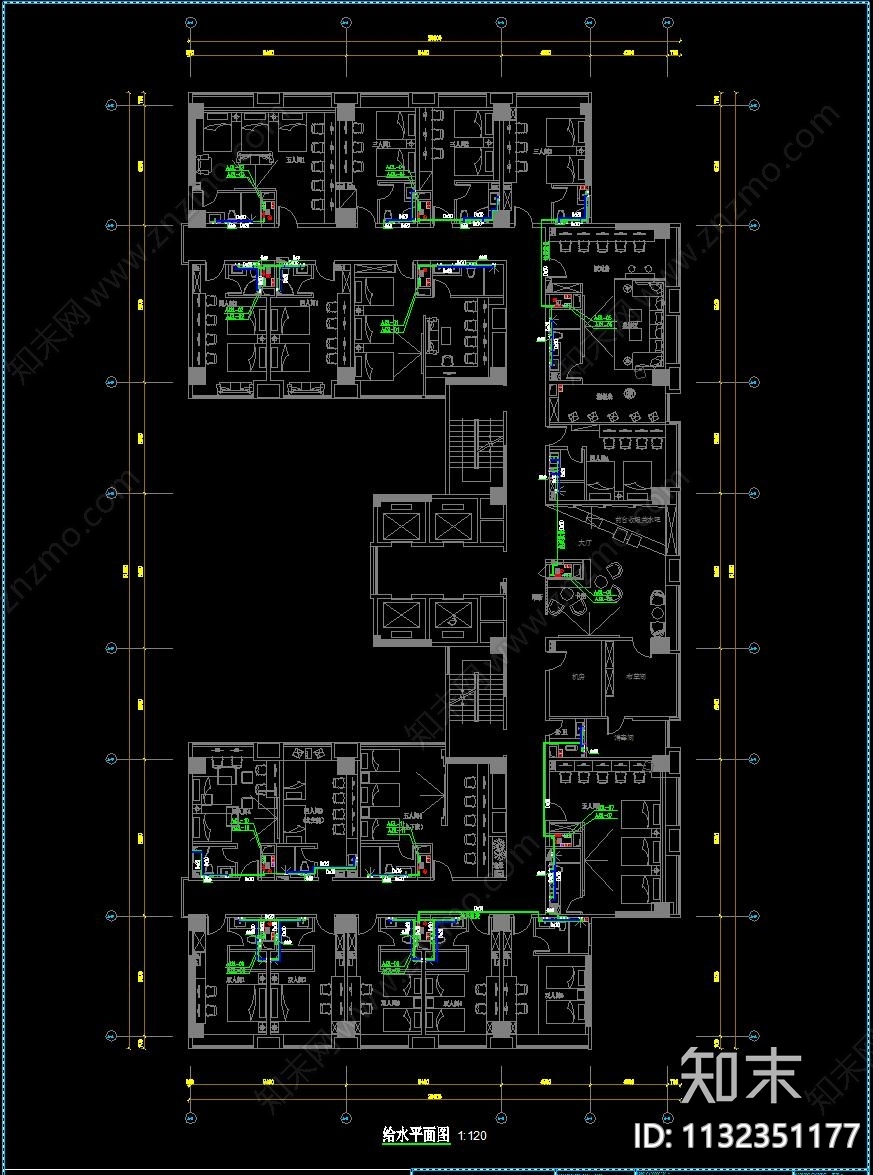 电竞酒店全套cad施工图下载【ID:1132351177】