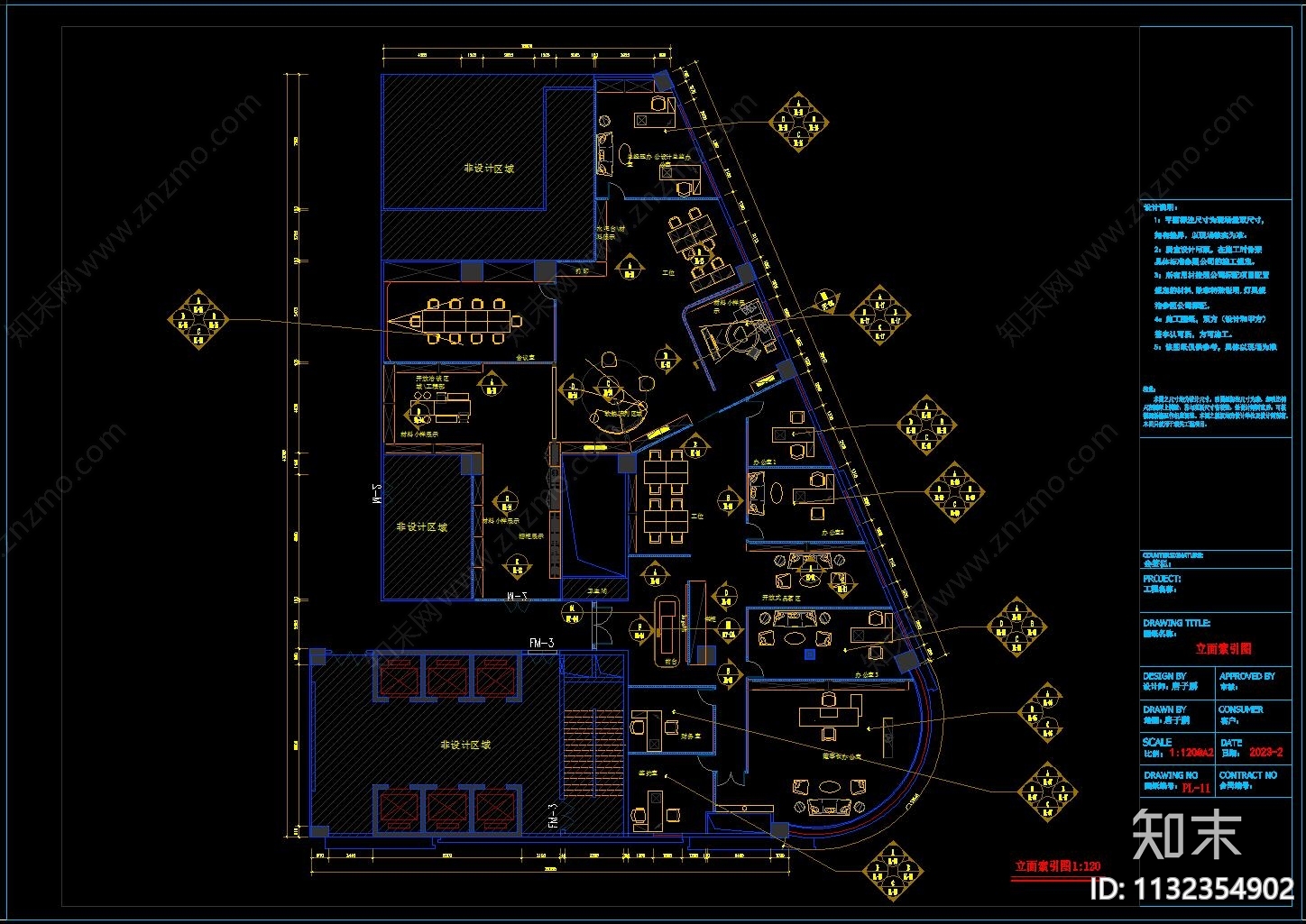 综合金融办公室cad施工图下载【ID:1132354902】