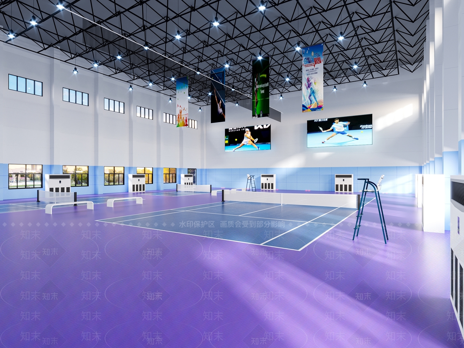 现代羽毛球馆3D模型下载【ID:1132360179】