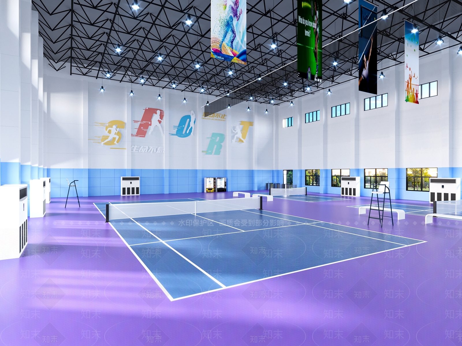 现代羽毛球馆3D模型下载【ID:1132360179】