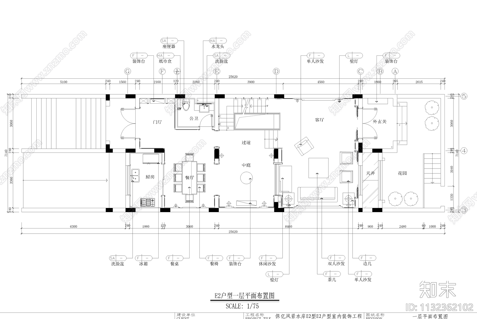 欧式联排别墅室内cad施工图下载【ID:1132362102】