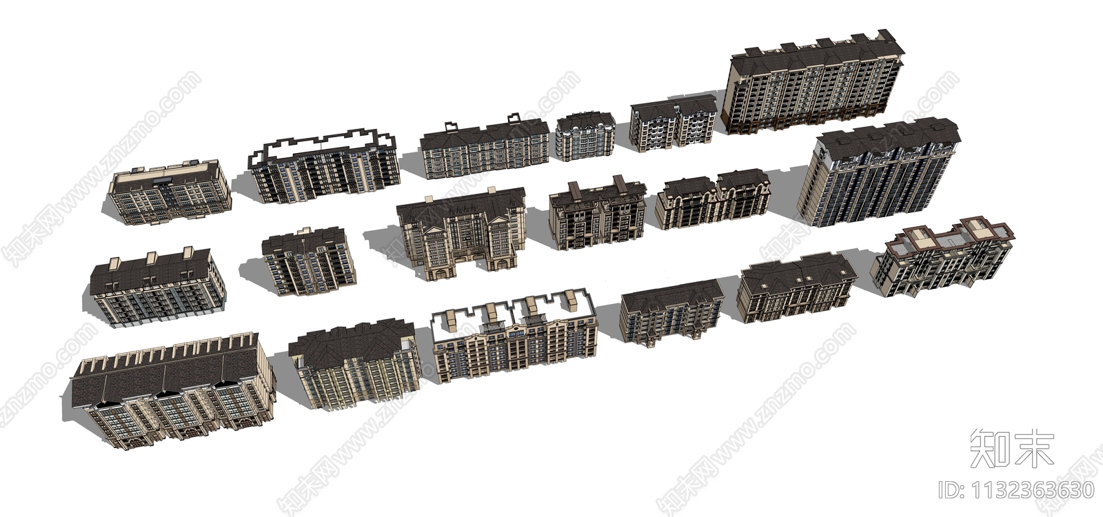 现代多层住宅楼SU模型下载【ID:1132363630】