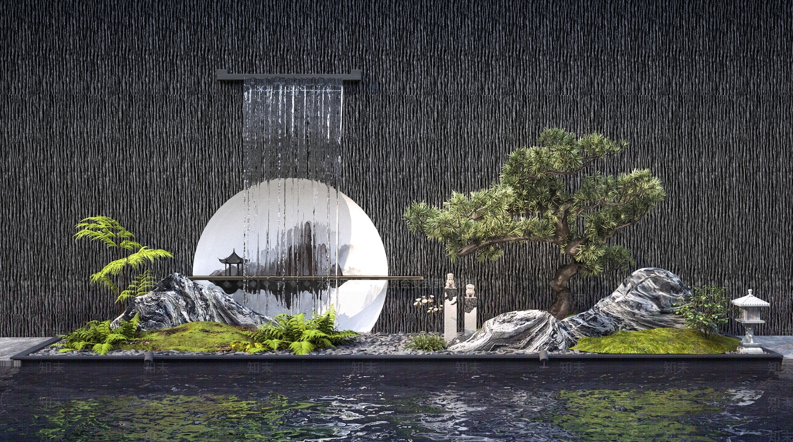 新中式假山水景3D模型下载【ID:1132367293】