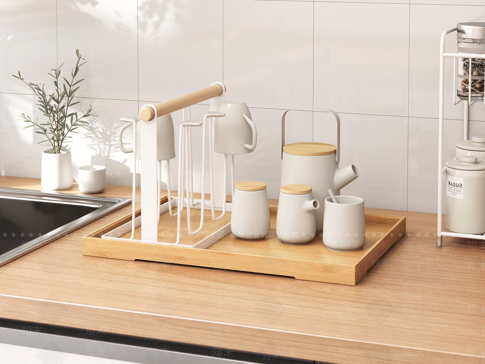 现代茶具组合3D模型下载【ID:1132370592】