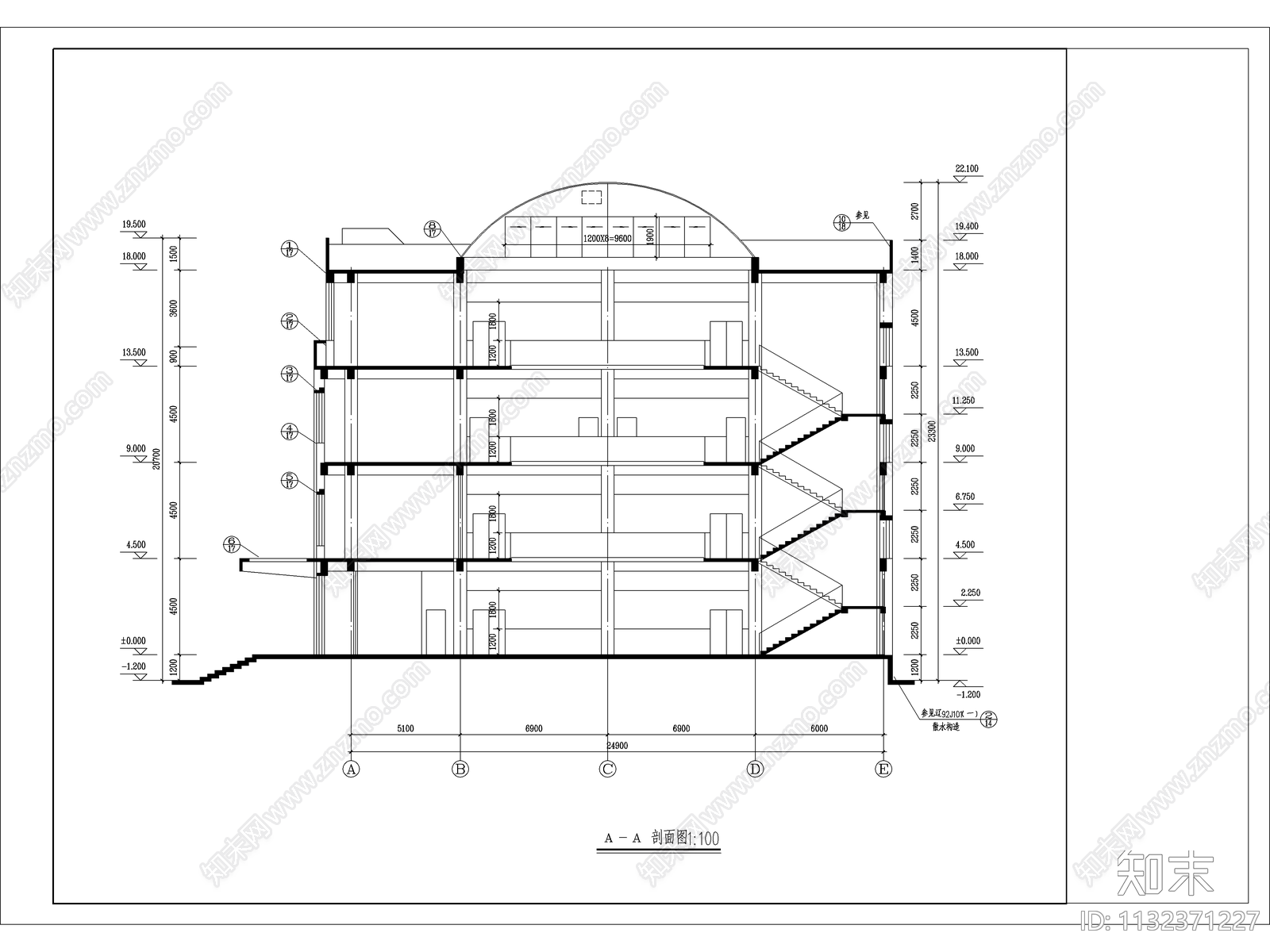 图书馆建筑cad施工图下载【ID:1132371227】