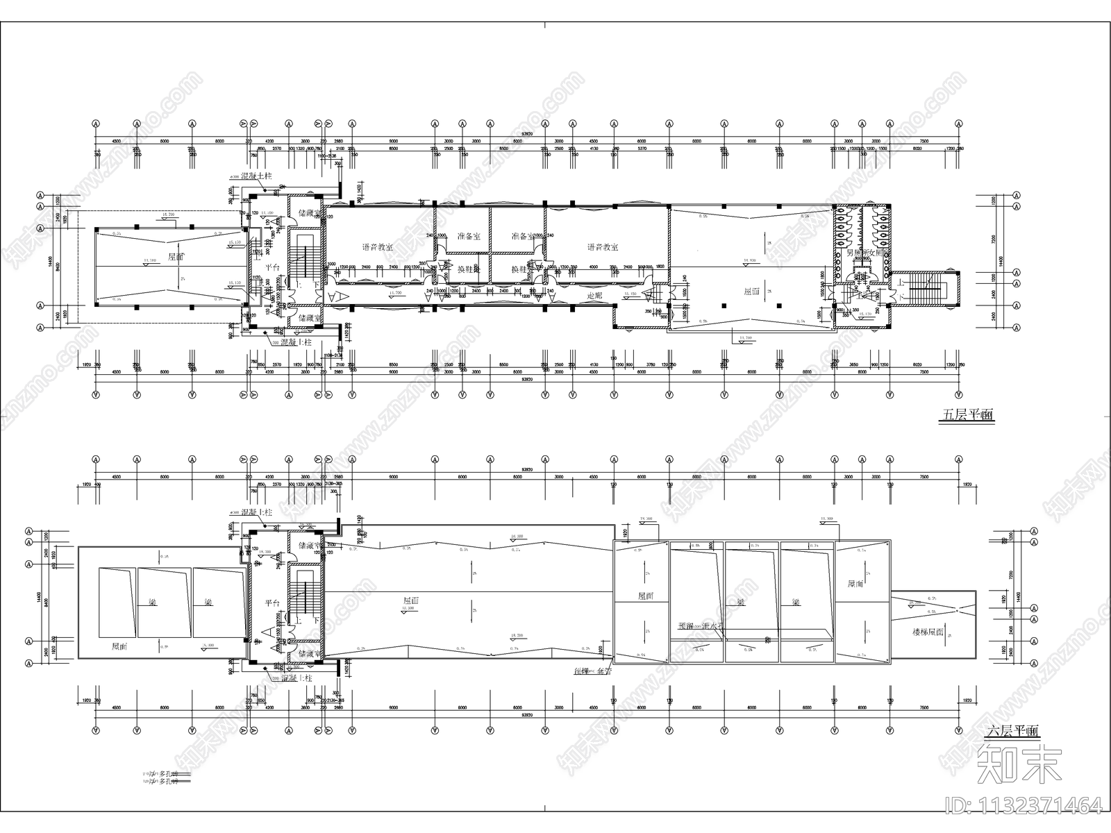 五层图书馆建筑cad施工图下载【ID:1132371464】