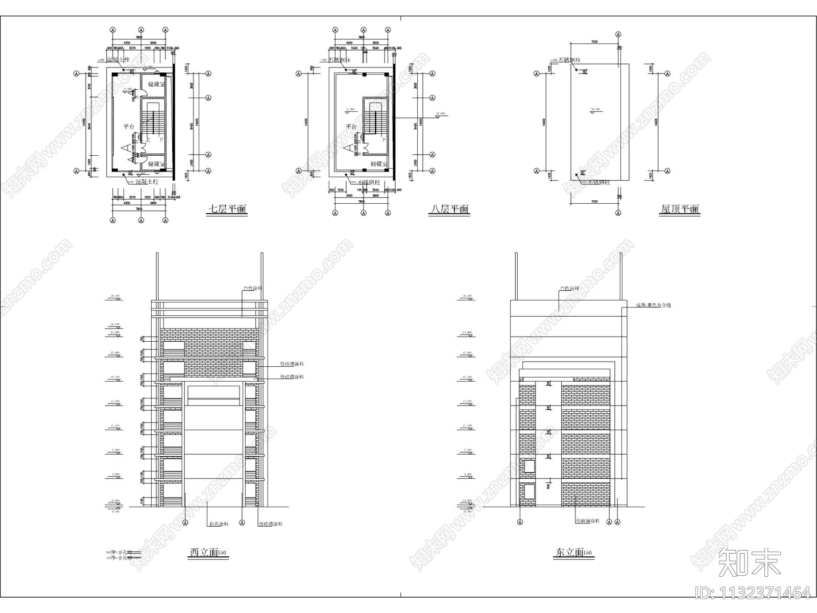 五层图书馆建筑cad施工图下载【ID:1132371464】