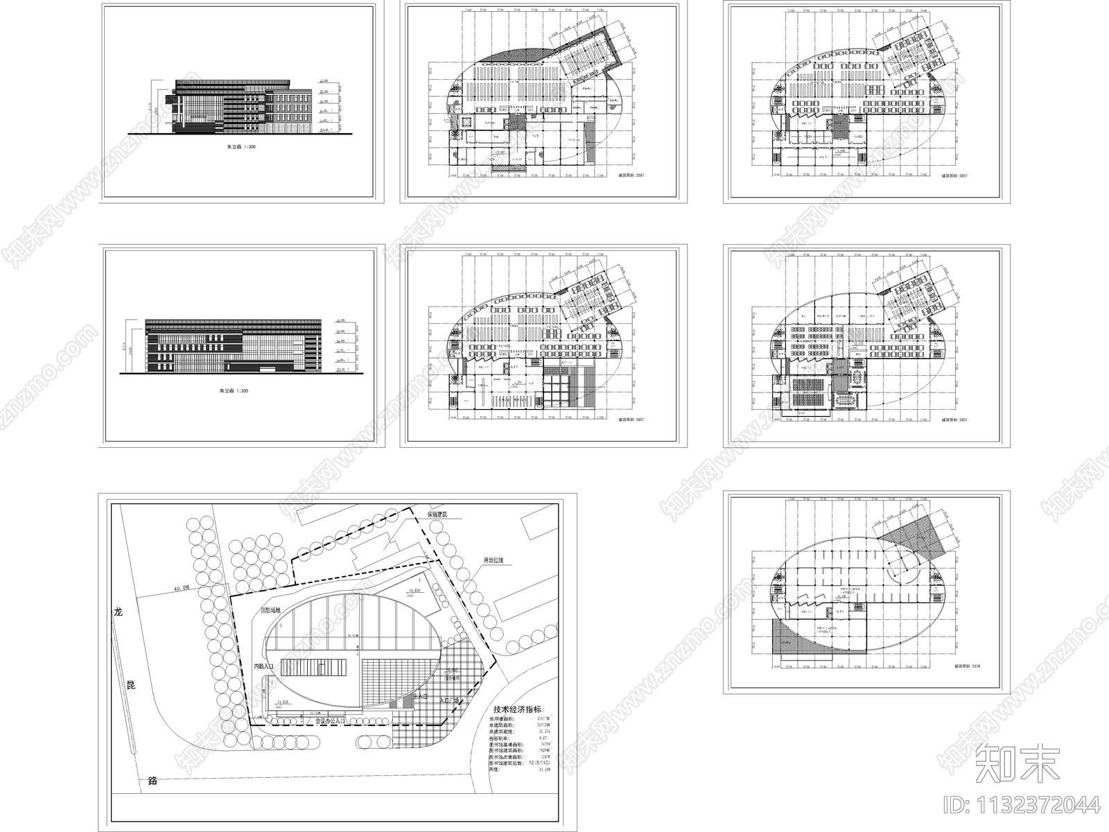 图书馆建筑cad施工图下载【ID:1132372044】