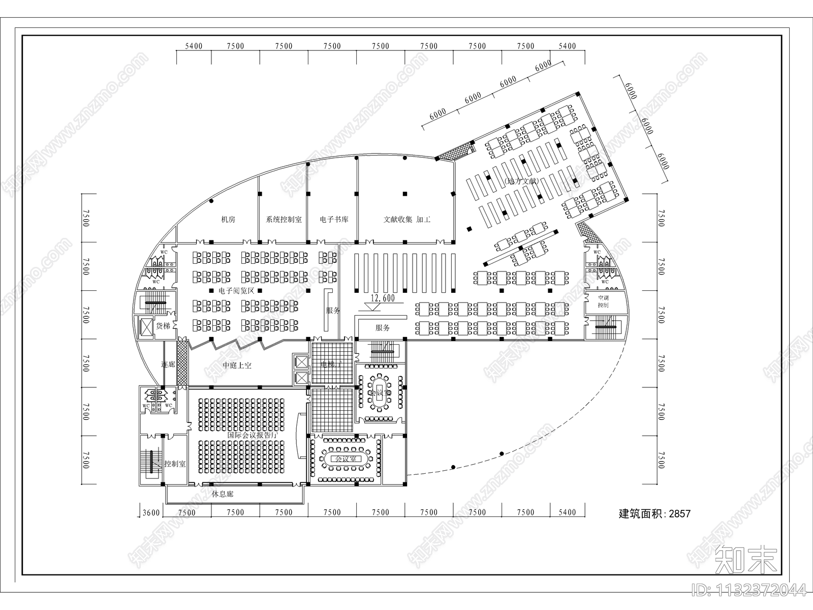 图书馆建筑cad施工图下载【ID:1132372044】