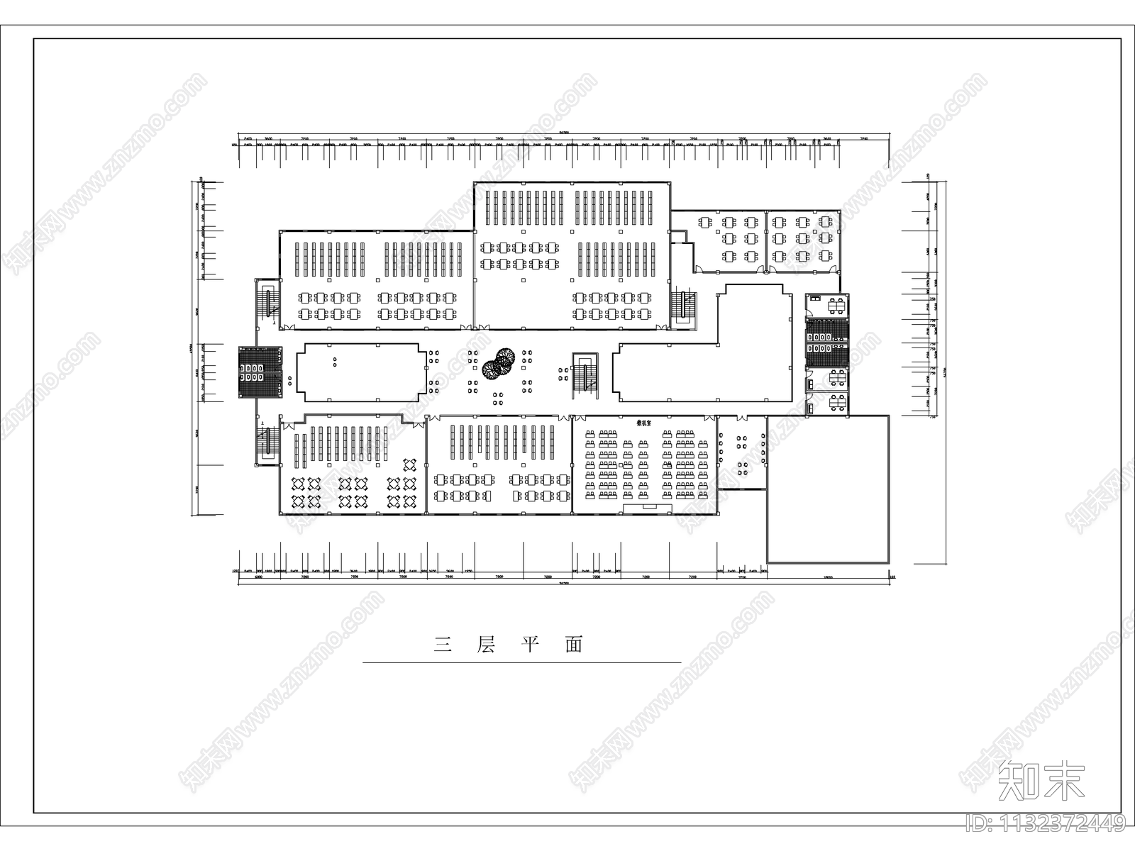 四层图书馆建筑cad施工图下载【ID:1132372449】