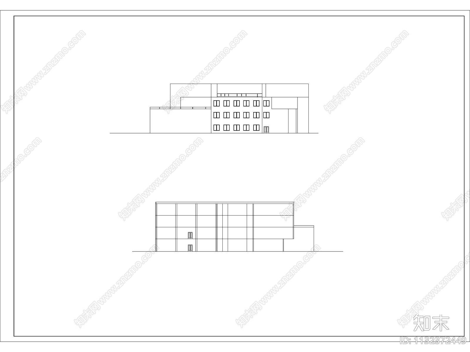 四层图书馆建筑cad施工图下载【ID:1132372449】