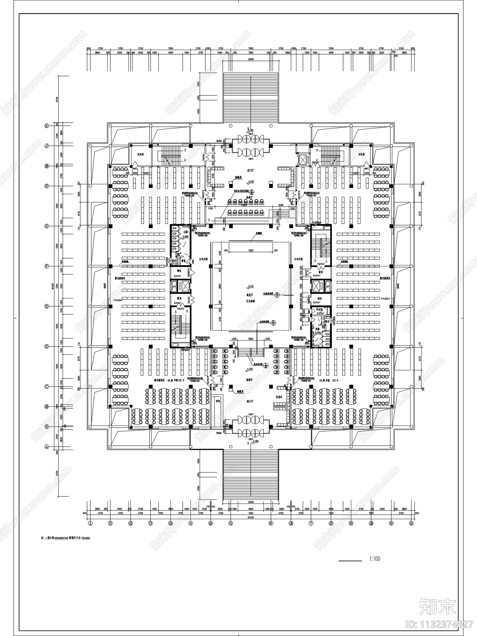 师范学院图书馆建筑cad施工图下载【ID:1132374827】