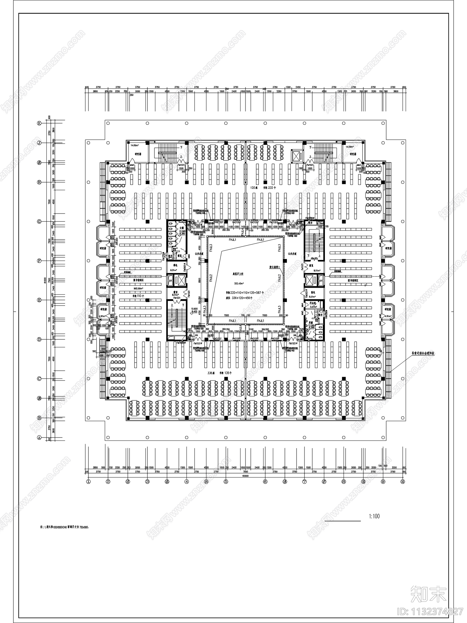 师范学院图书馆建筑cad施工图下载【ID:1132374827】