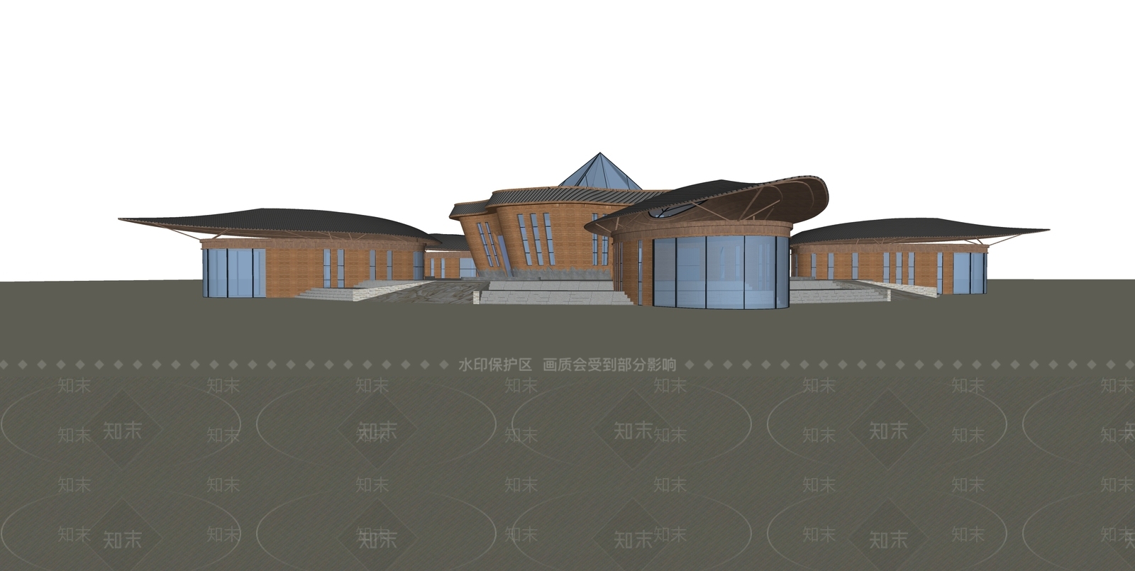 现代游客中心SU模型下载【ID:1132381723】