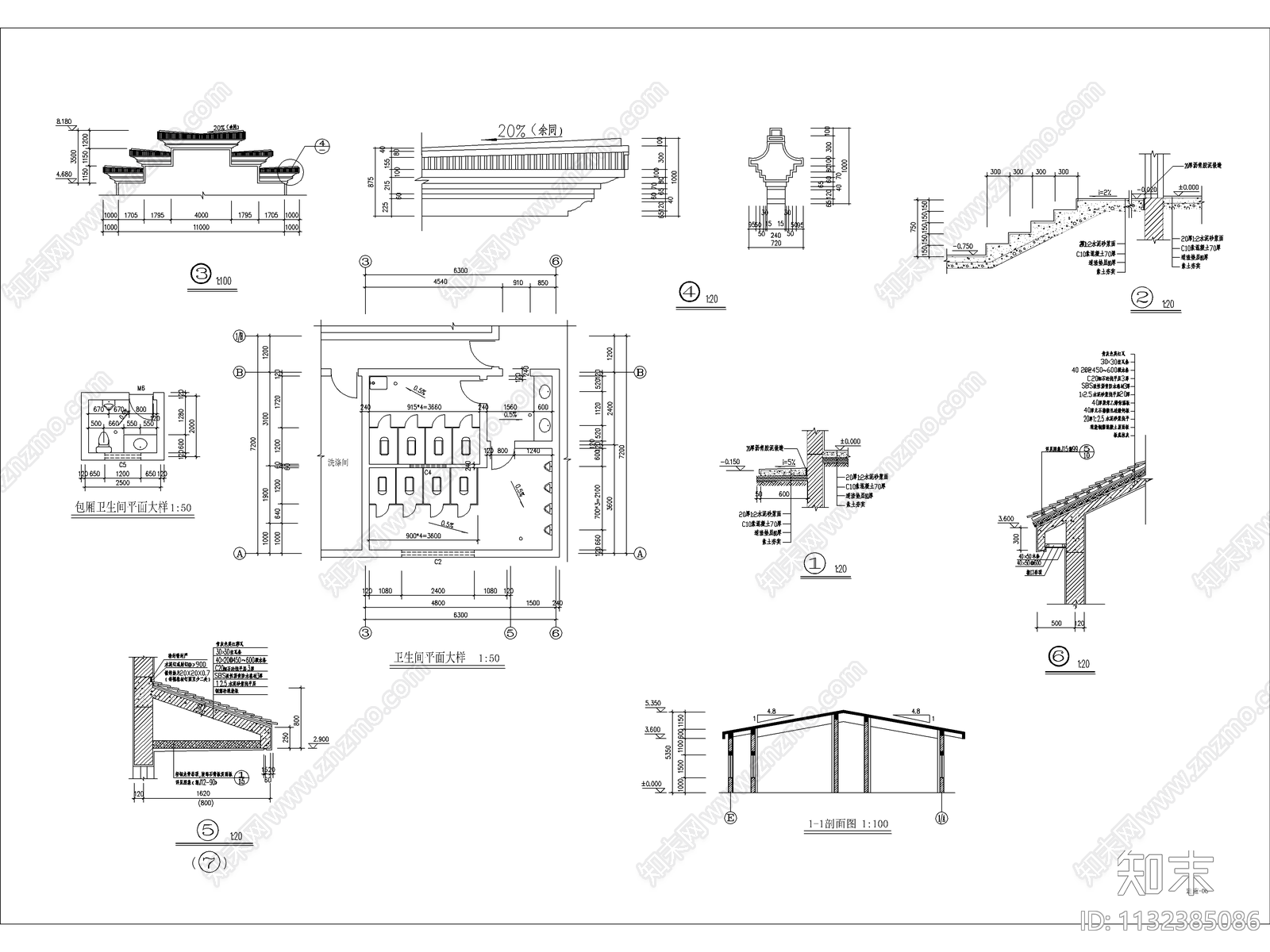 3套中式仿古建筑设计cad施工图下载【ID:1132385086】