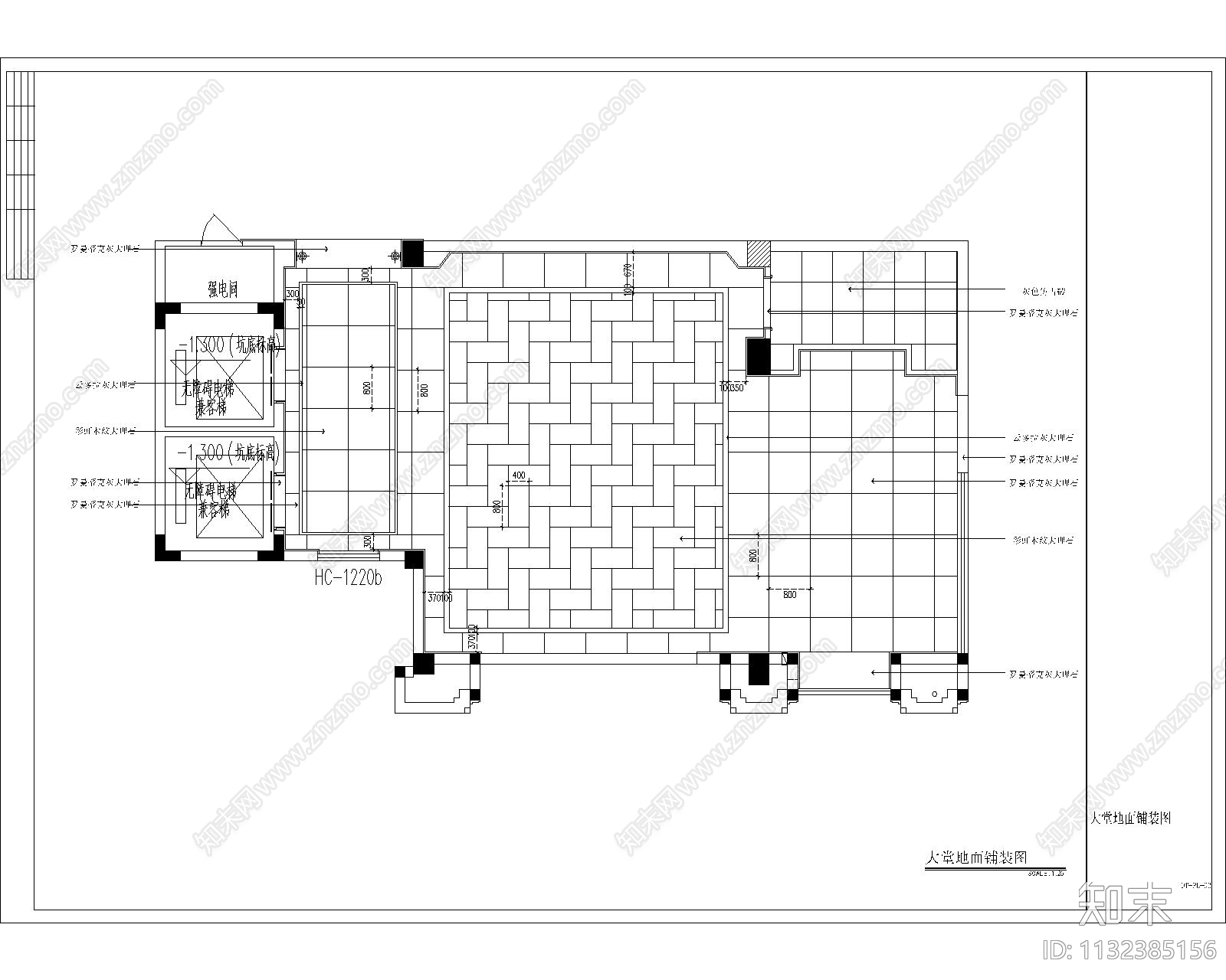 新中式酒店大堂cad施工图下载【ID:1132385156】