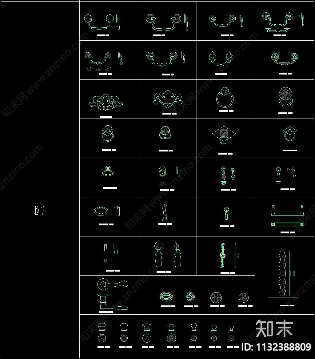 全屋定制常用五金及厨房电器cad施工图下载【ID:1132388809】