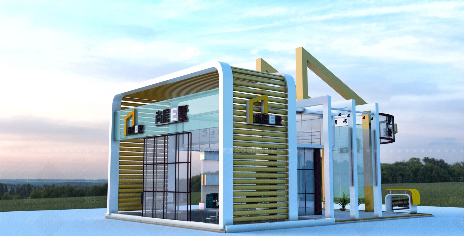 现代展厅外观3D模型下载【ID:1132389808】