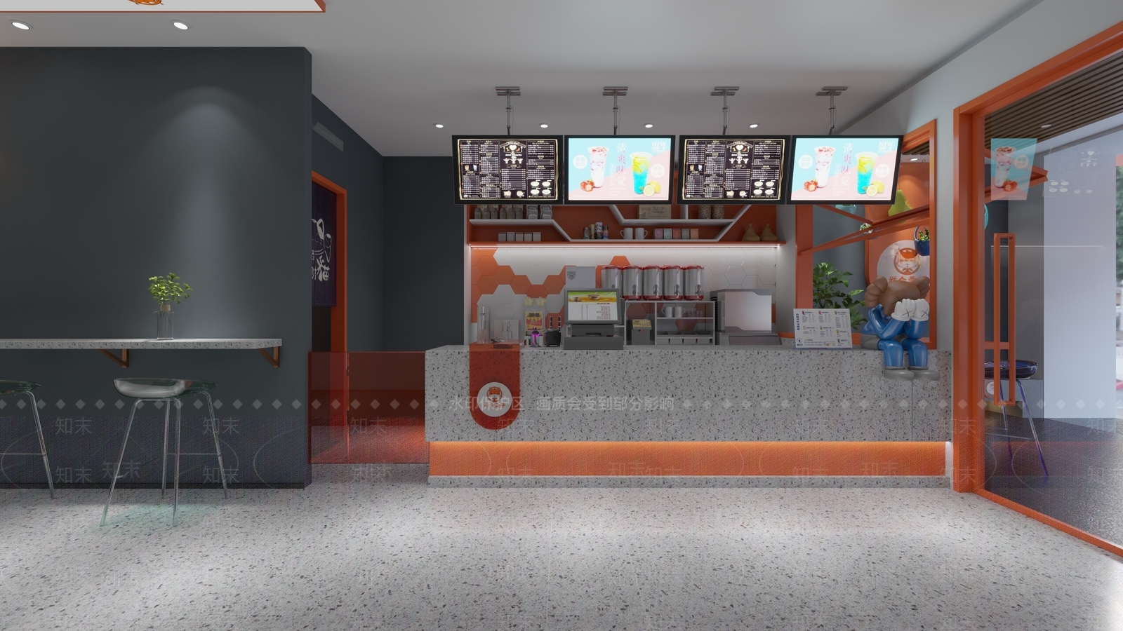 现代奶茶店3D模型下载【ID:1132391177】