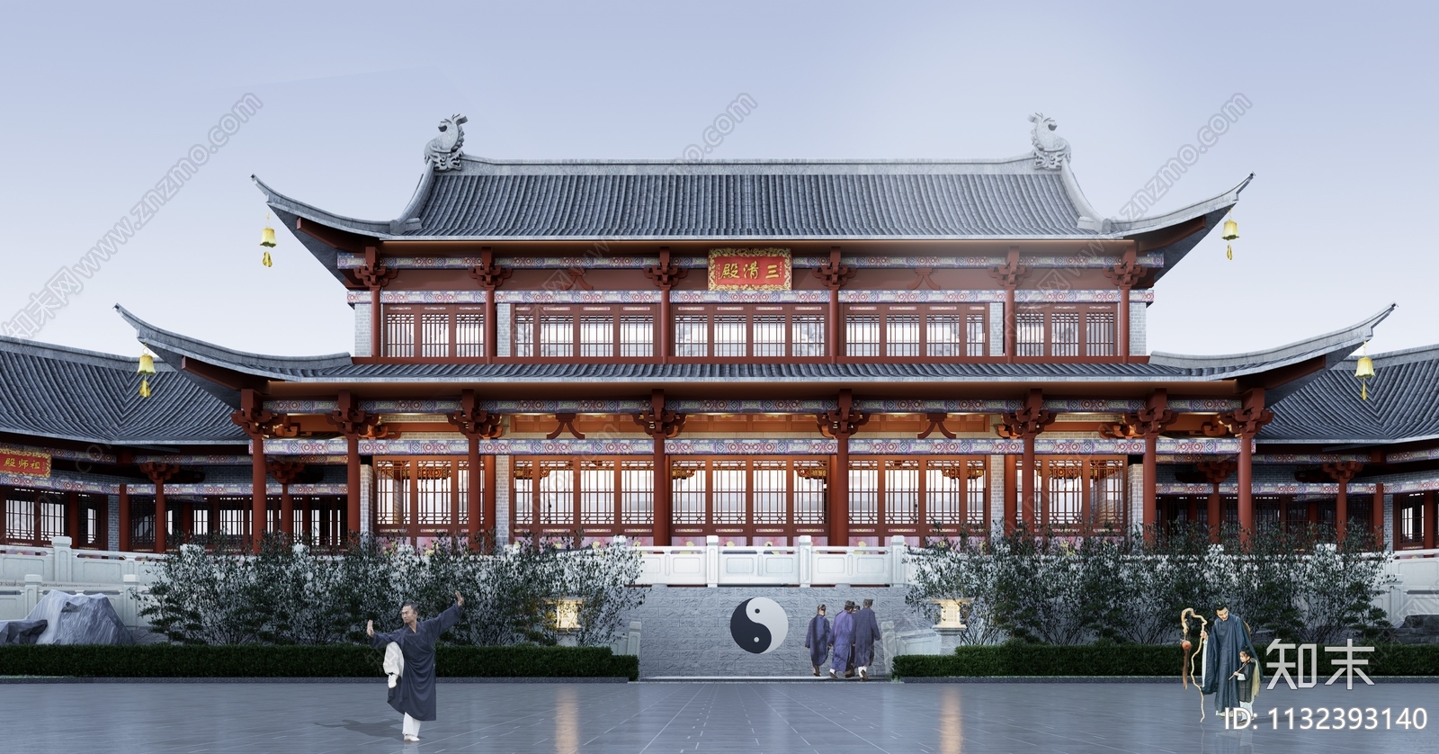 中式寺庙建筑SU模型下载【ID:1132393140】