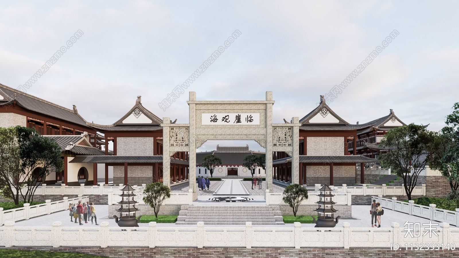 中式寺庙建筑SU模型下载【ID:1132393140】