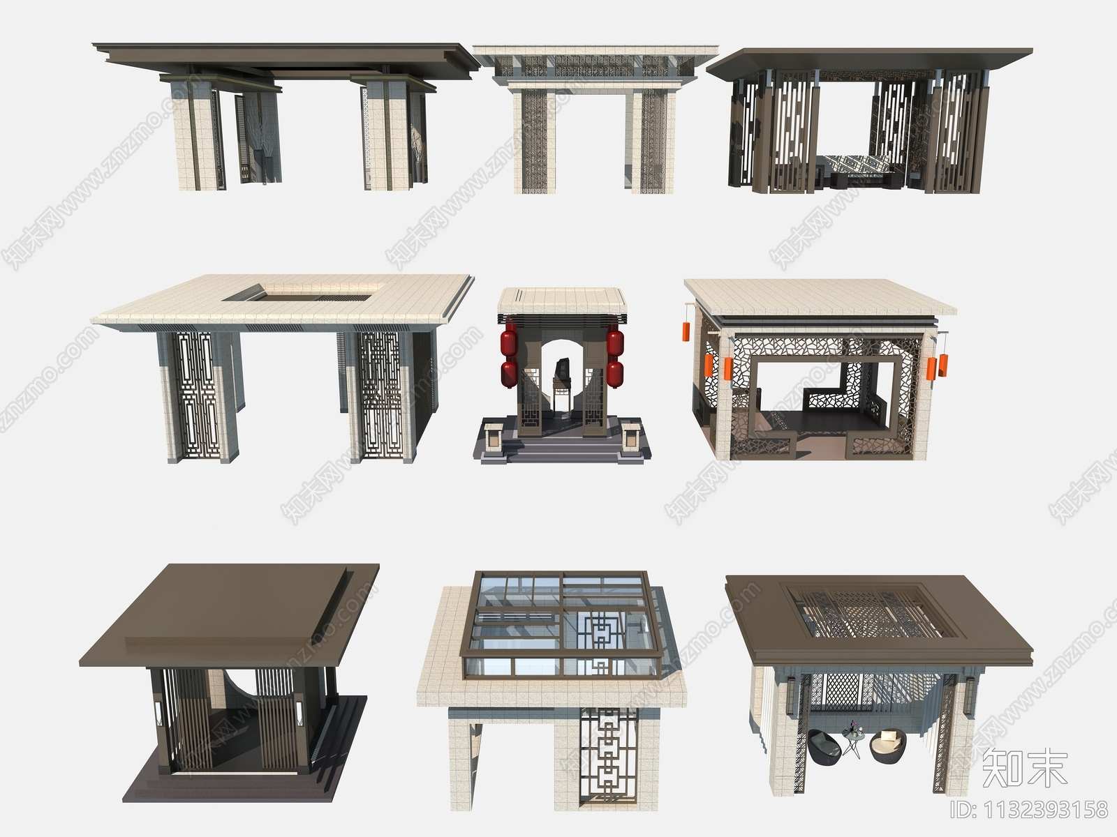 新中式亭子3D模型下载【ID:1132393158】