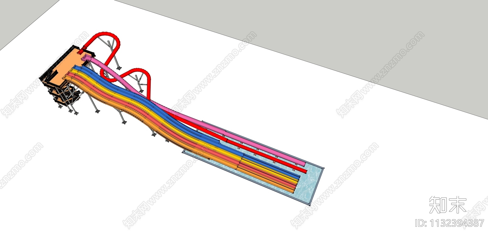 水上滑梯SU模型下载【ID:1132394387】