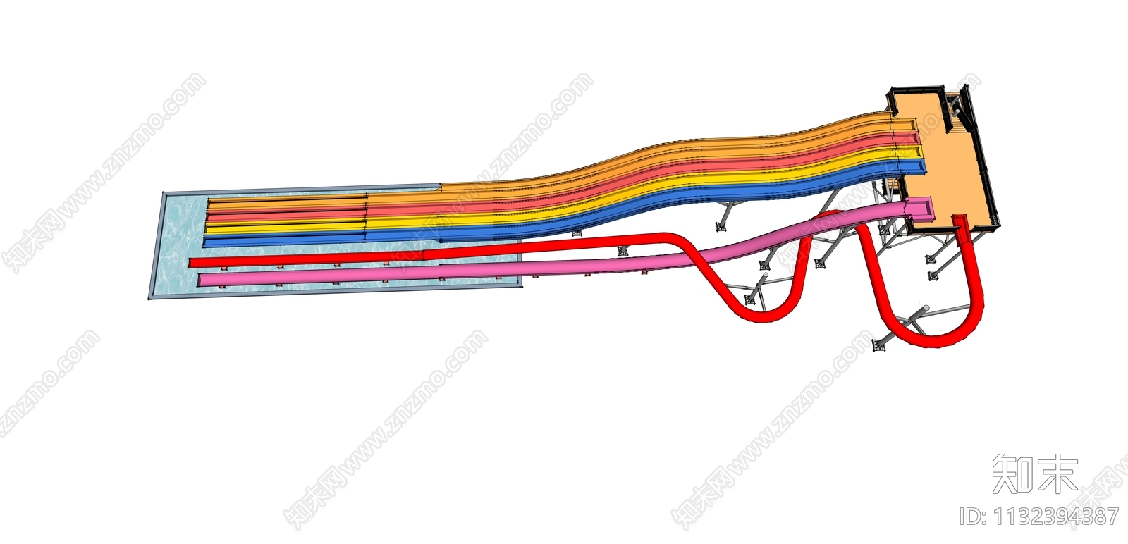 水上滑梯SU模型下载【ID:1132394387】