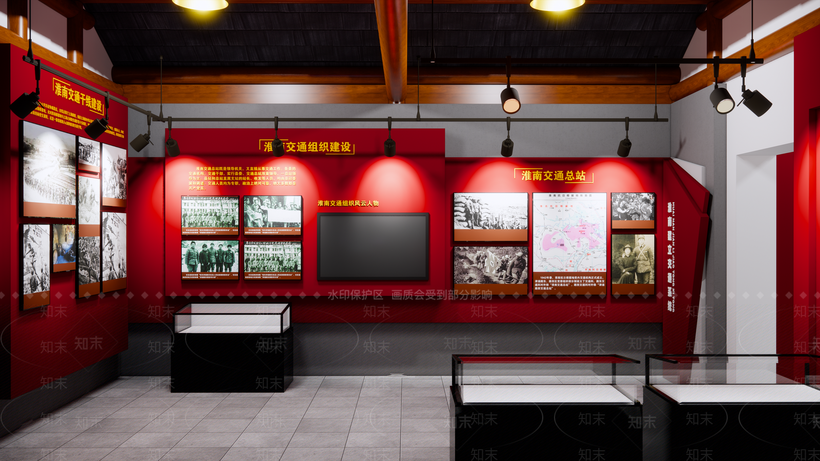 现代党建展厅SU模型下载【ID:1132395133】