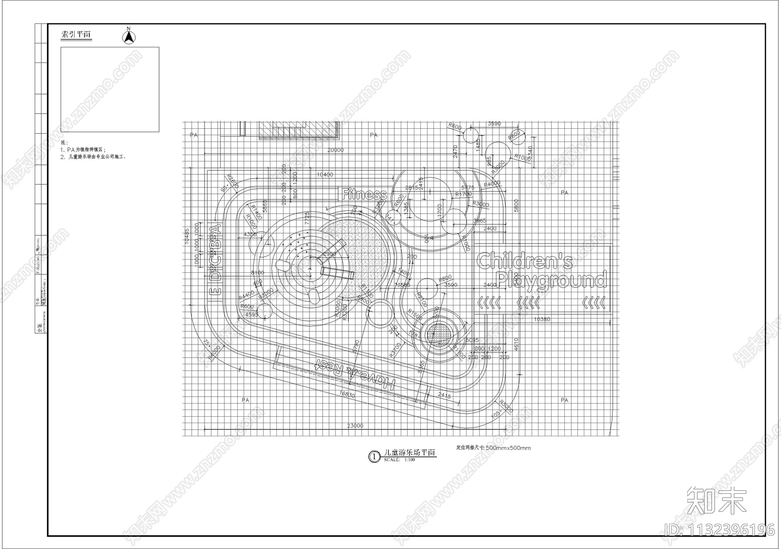 儿童游乐场细部cad施工图下载【ID:1132396196】