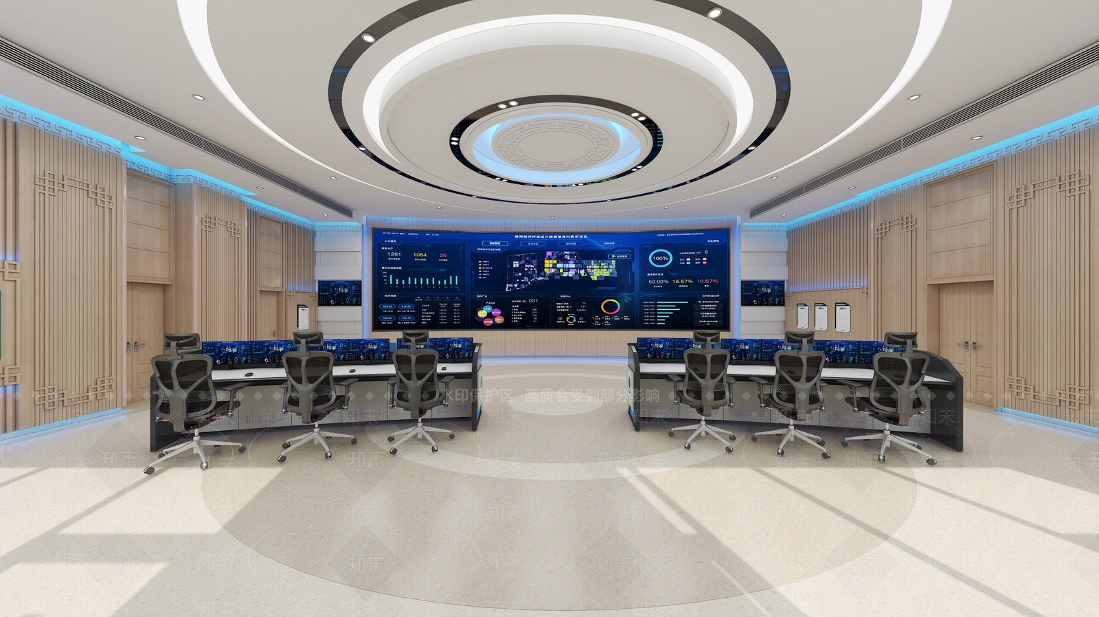 现代调空大厅指挥控制室3D模型下载【ID:1132399487】