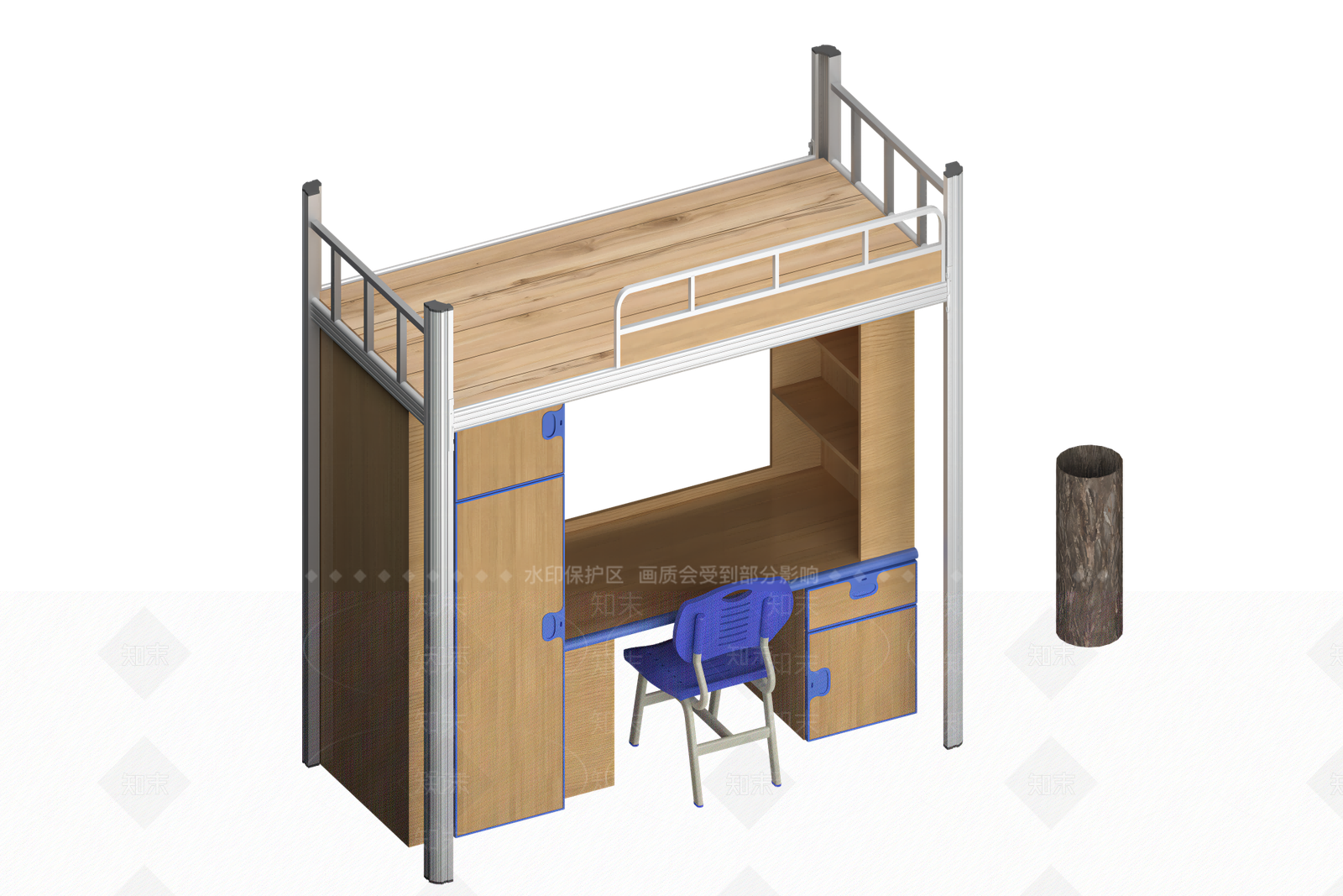 现代宿舍床3D模型下载【ID:1132402263】