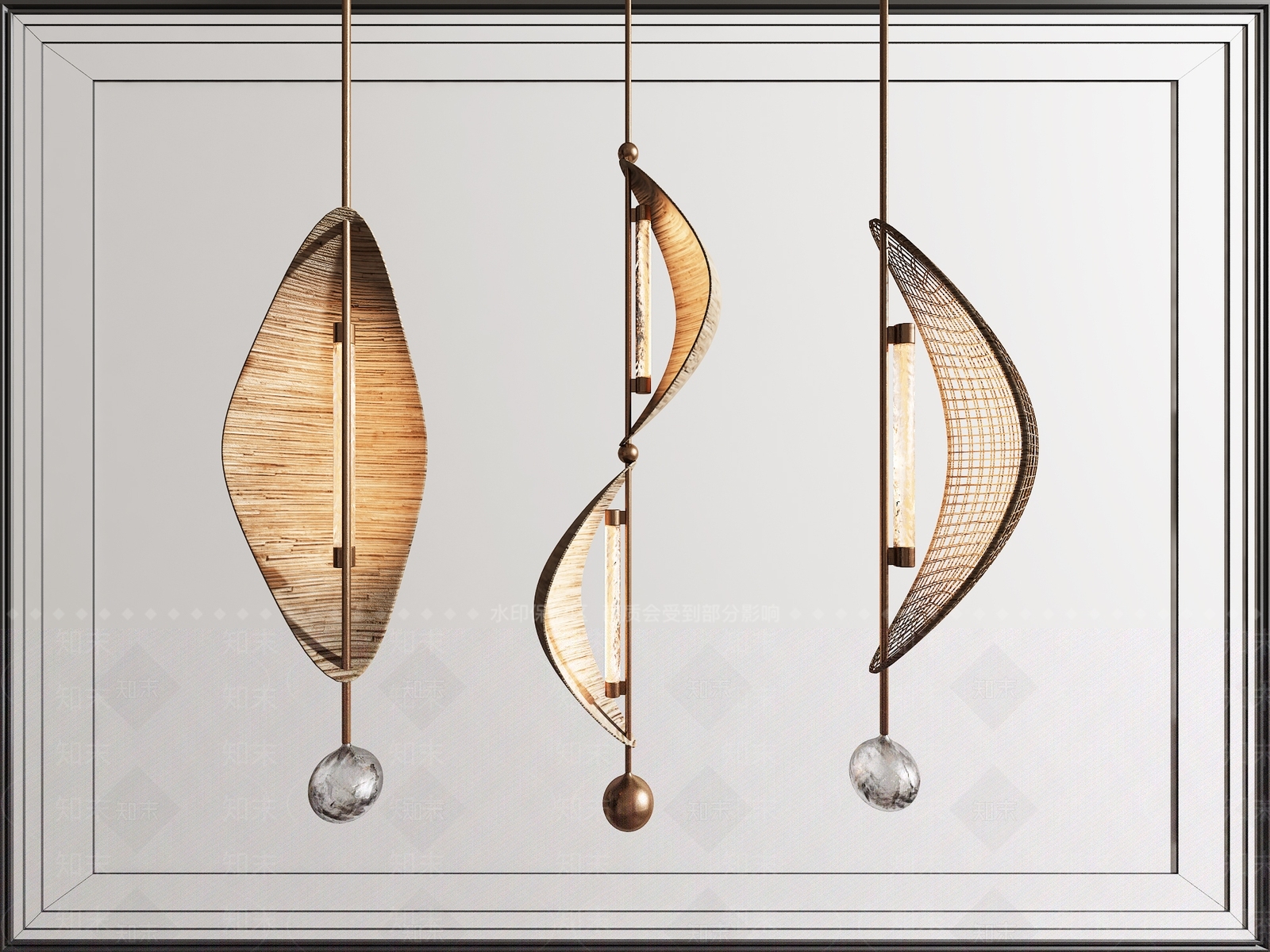 现代异形吊灯3D模型下载【ID:1132405334】