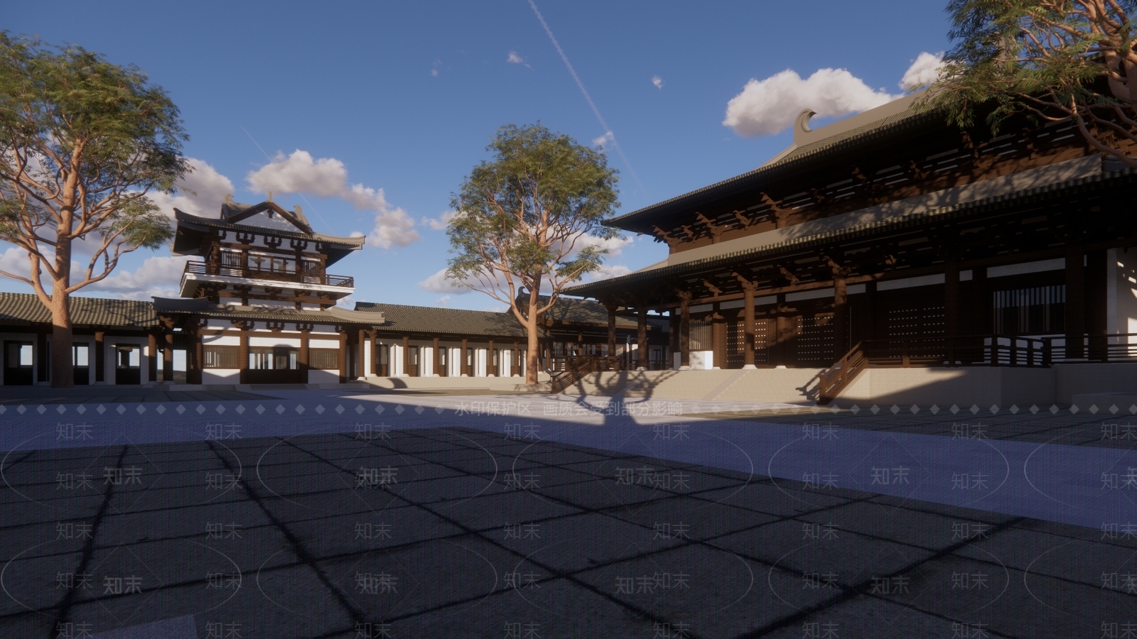 中式寺庙建筑SU模型下载【ID:1132406733】