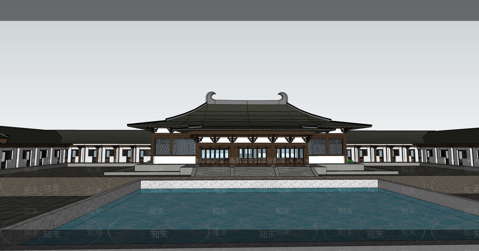 中式寺庙建筑SU模型下载【ID:1132406733】