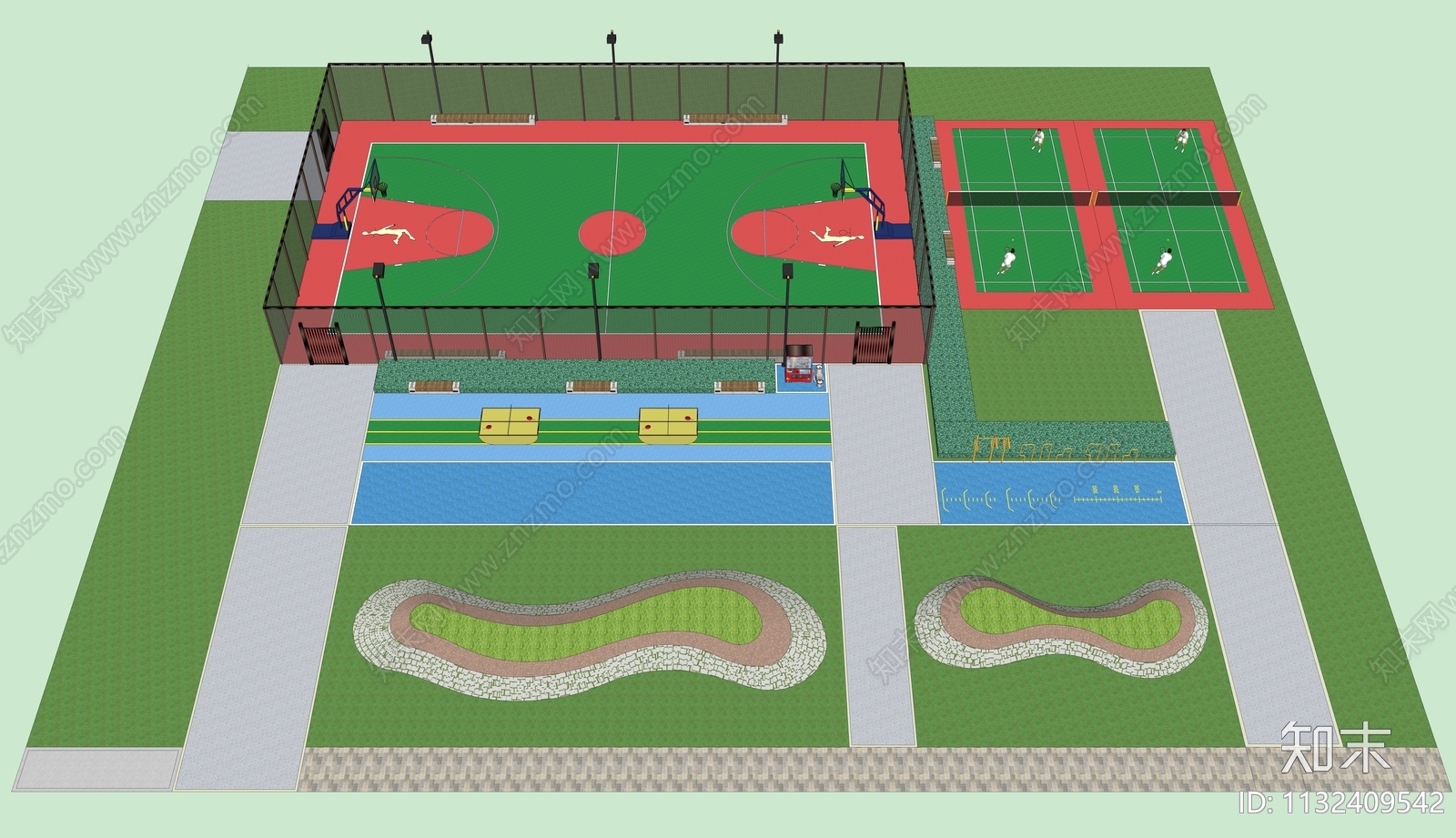 现代体育公园SU模型下载【ID:1132409542】