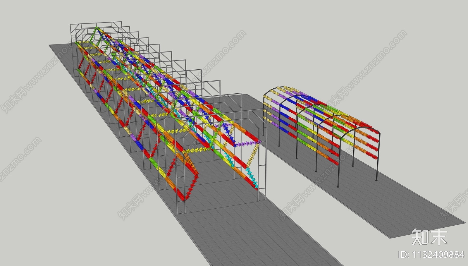 现代风车廊架SU模型下载【ID:1132409884】