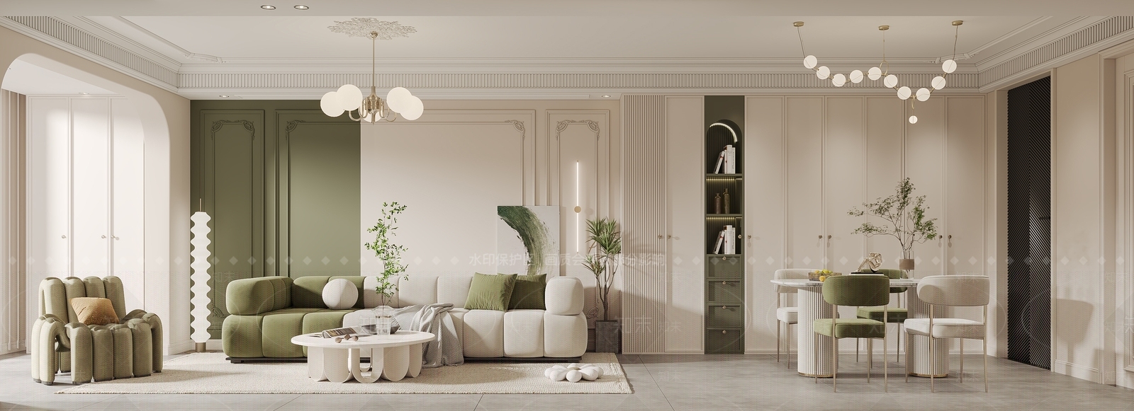 法式客餐厅3D模型下载【ID:1132412264】