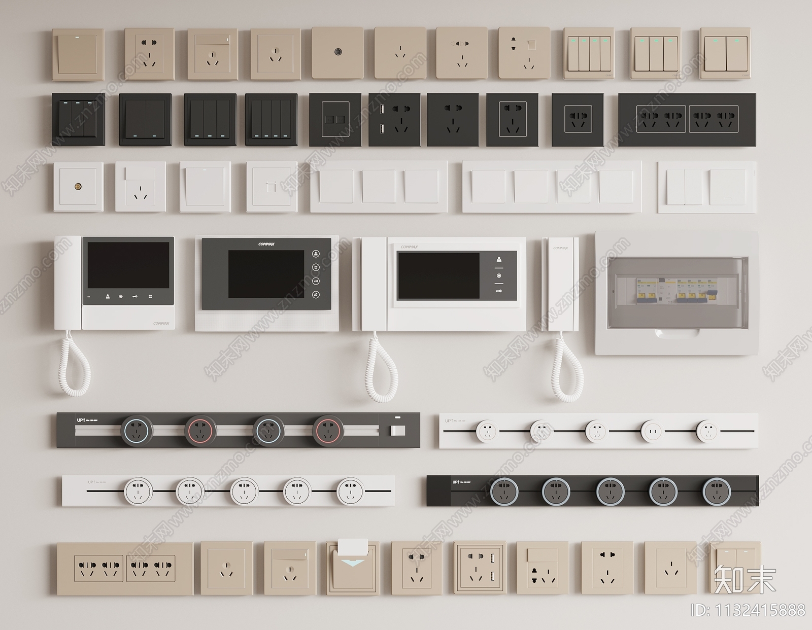 现代开关插座组合SU模型下载【ID:1132415888】
