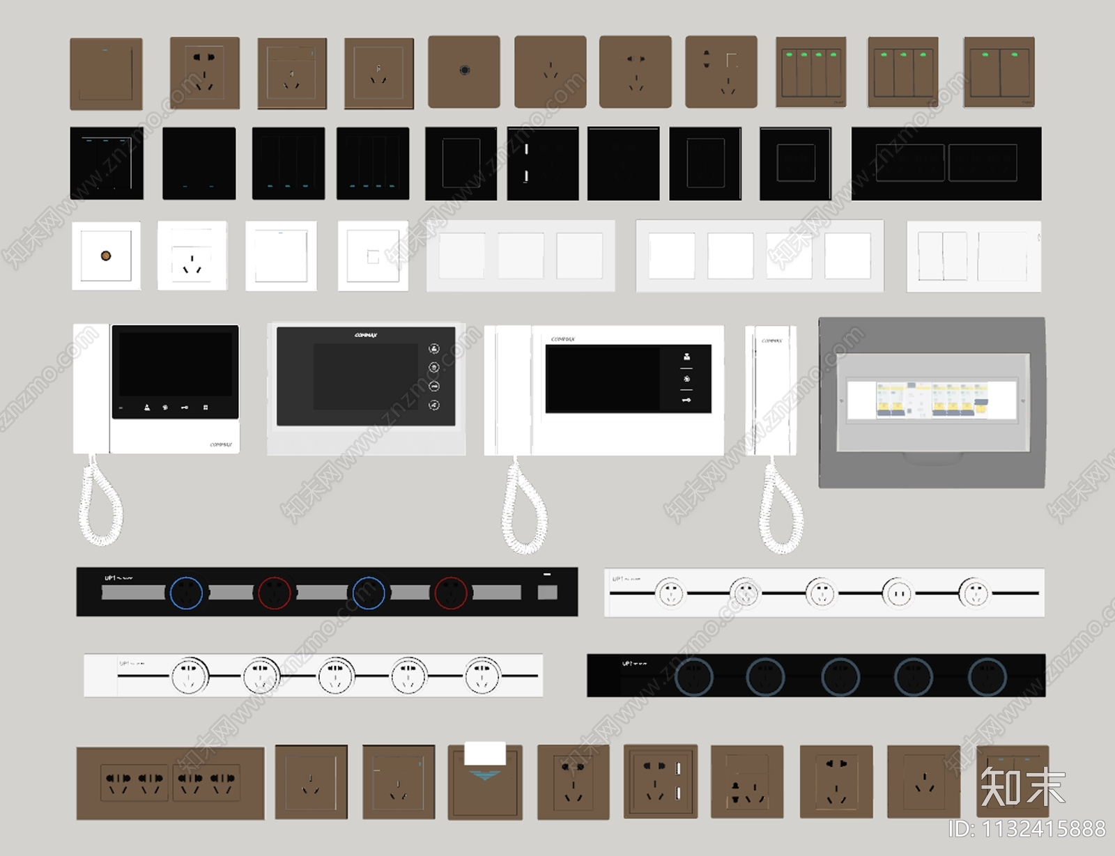 现代开关插座组合SU模型下载【ID:1132415888】
