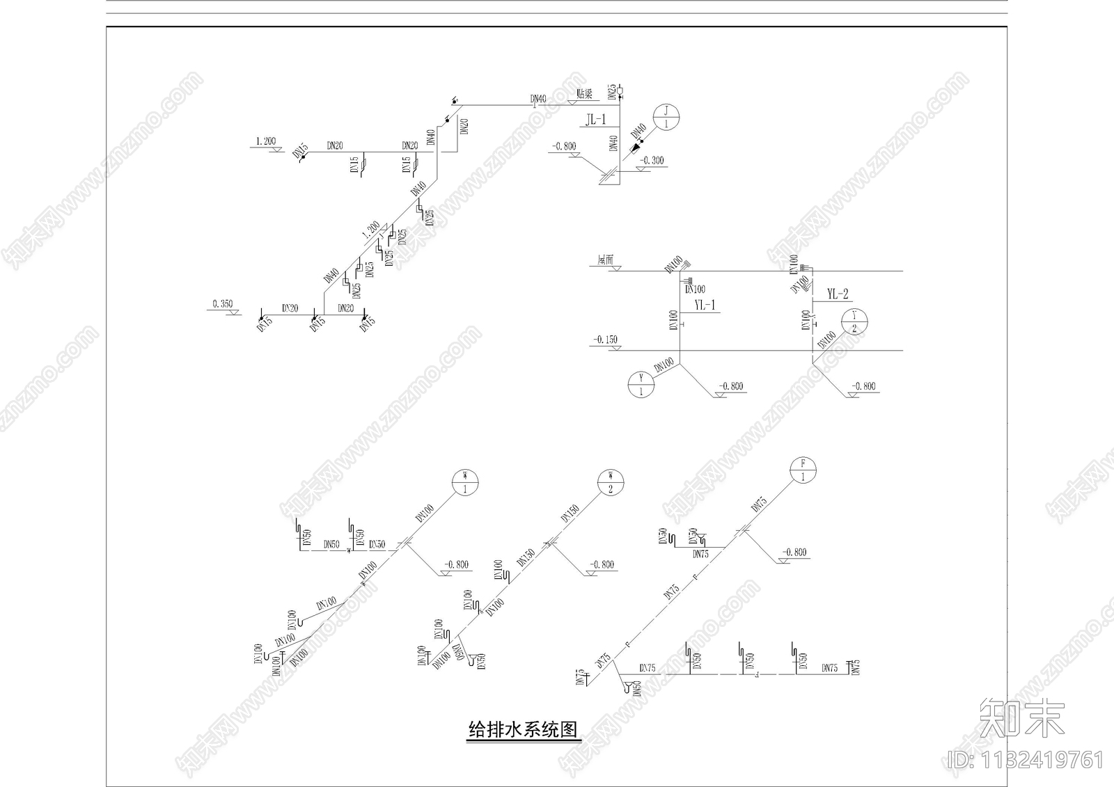 公园公厕给排水cad施工图下载【ID:1132419761】