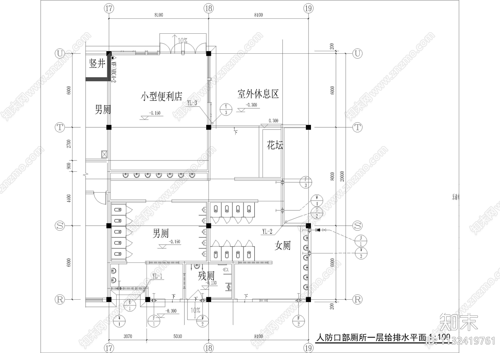 公园公厕给排水cad施工图下载【ID:1132419761】