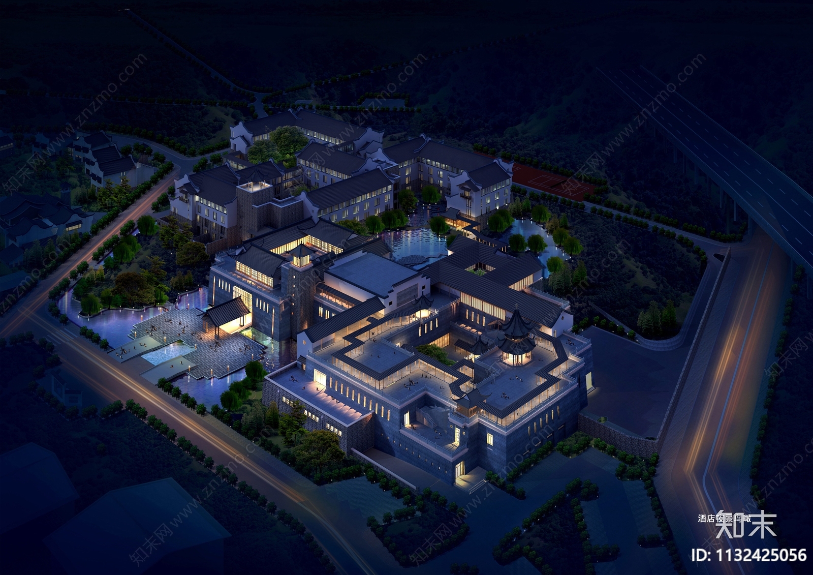 仿古度假型酒店建筑施工图下载【ID:1132425056】