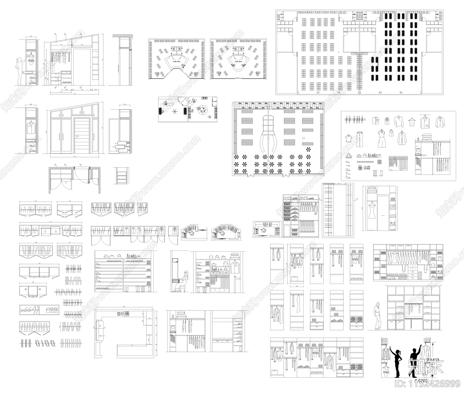 服装店家具摆件施工图下载【ID:1132426999】