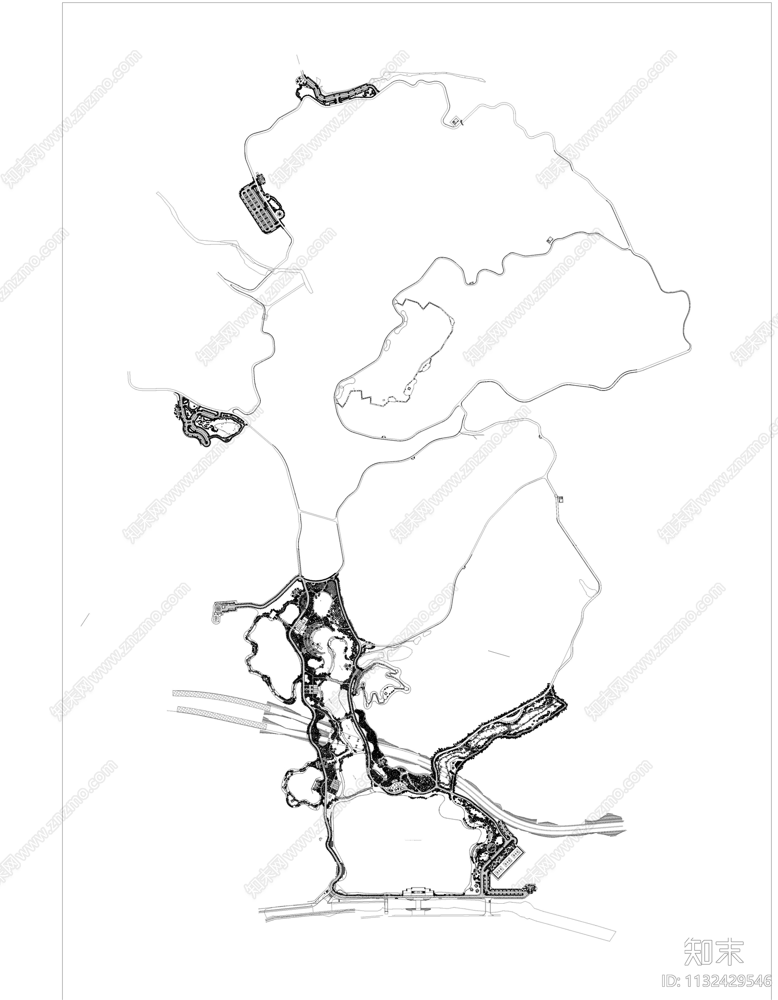 荔湖公园绿化平面布置图cad施工图下载【ID:1132429546】